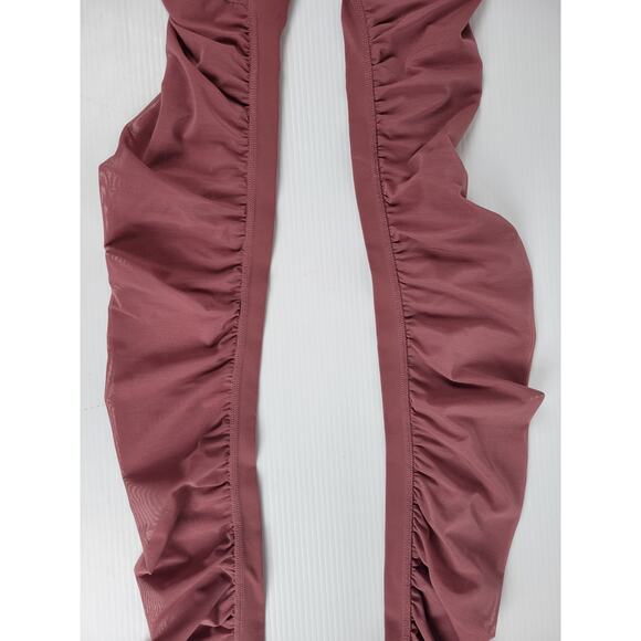Alo Yoga Womens Small Goddess Ruched Mauve Dusty Pink Mesh Legging Athletic Gym - Picture 5 of 8